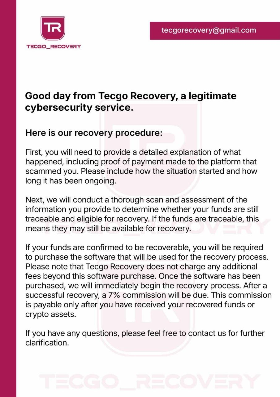 Tecgo Recovery Official Procedure Document